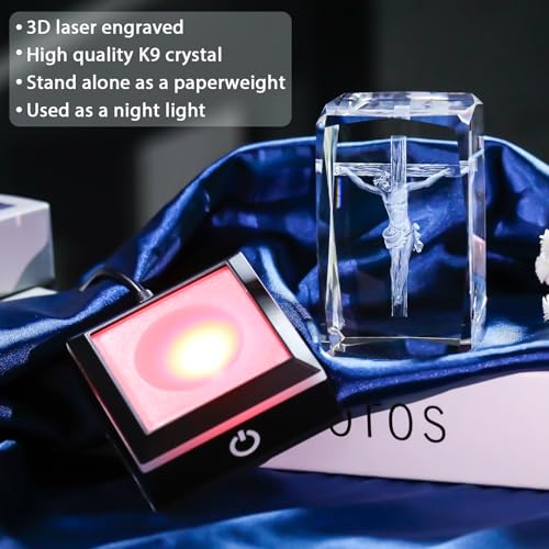 Movdyka 3D Jesus Cross Crystal Figurine Religious Gifts for Women Christian - color: Passion of Jesus