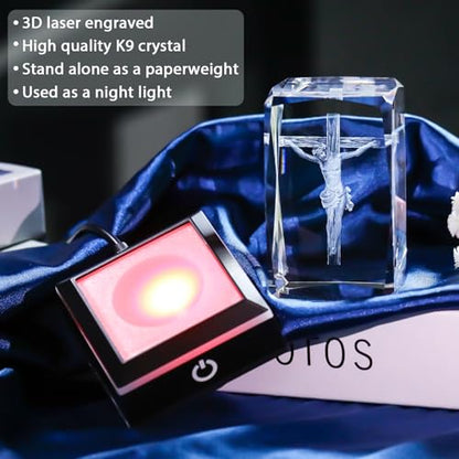 Movdyka 3D Jesus Cross Crystal Figurine Religious Gifts for Women Christian - color: Passion of Jesus