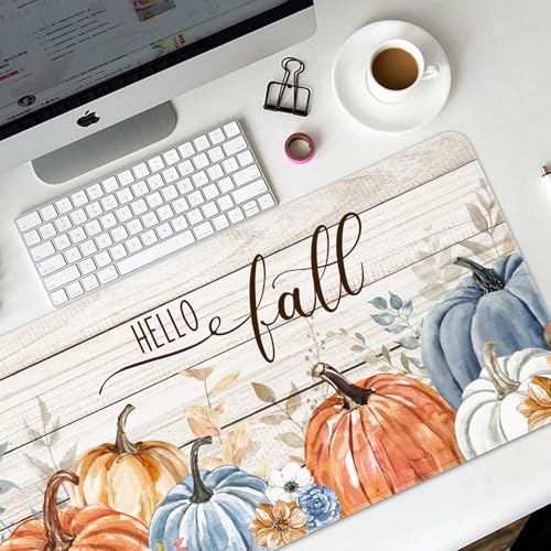 Britimes Large Mouse Pad, Mouse Pad, 31.5 x 15.7 Inch, Pumpkin Blue Orange - color: Fall Pumpkin