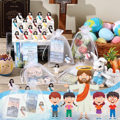 Bememo 25 Pcs Mini Jesus Figurines Easter Toys, Lovely Style, Ten Colour - color: Ten Colour