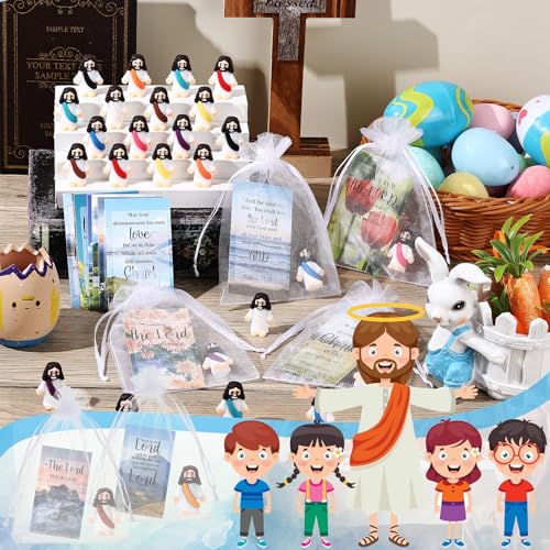 Bememo 25 Pcs Mini Jesus Figurines Easter Toys, Lovely Style, Ten Colour - color: Ten Colour