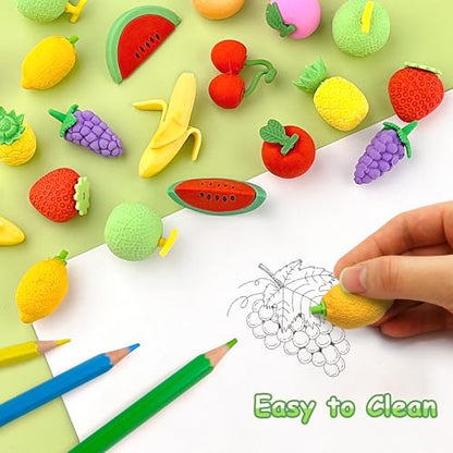 30 pcs Fruit Erasers for Kids Desk Pet Classroom Prizes,3D Take Apart Pencil Erasers Cute Puzzle Erasers for Kids Class Treasure Box,Game Rewards,Party Favors - color: Fruit-30