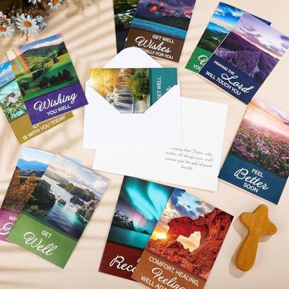 Motiskyy 36 Pcs Christian Get Well Cards with Scripture, Nature Landscape - style: Nature Landscape