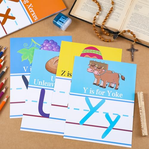 AmazingSpark 26 Pcs Bible Alphabet Flash Cards Christian ABC Cards
