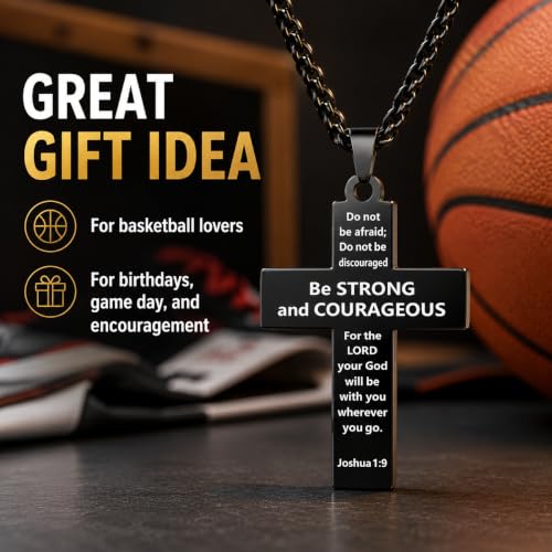 Smilelife Soccer Baseball Basketball Football Cross Necklace for Boys Men - style: Basketball