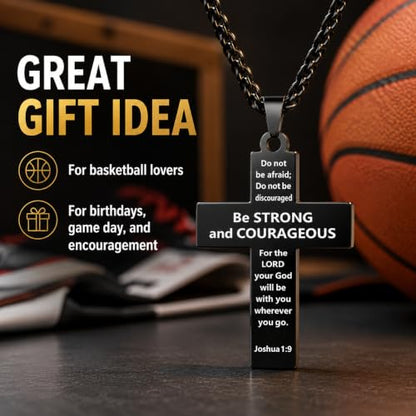 Smilelife Soccer Baseball Basketball Football Cross Necklace for Boys Men - style: Basketball