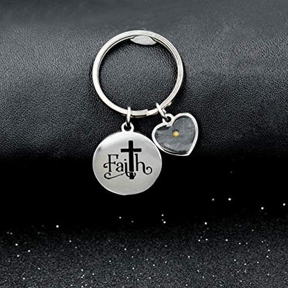 Uloveido Stainless Steel Faith Cross Keychain & Jesus Loves Me Christian Keyring Mustard Seed Charms Religious Jewelry - style: Classic