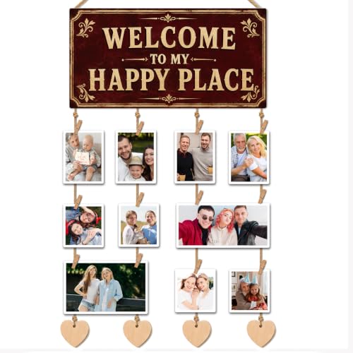 Welcome Door Sign Home Wall Decor Hanging Picture Frames Mom Gifts - color: Vintage Burgundy