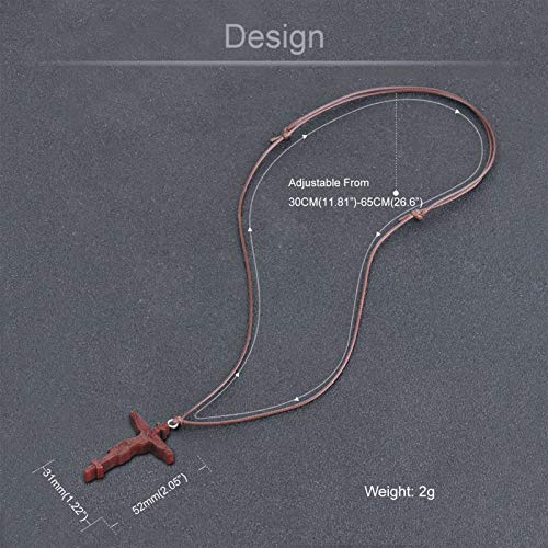 COTTVOTT Wood Orthodox Cross Pendant Necklace Christian Crucifix Necklace Prayer Jesus for Women Men - style: G-Red Color