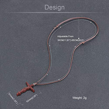 COTTVOTT Wood Orthodox Cross Pendant Necklace Christian Crucifix Necklace Prayer Jesus for Women Men - style: G-Red Color