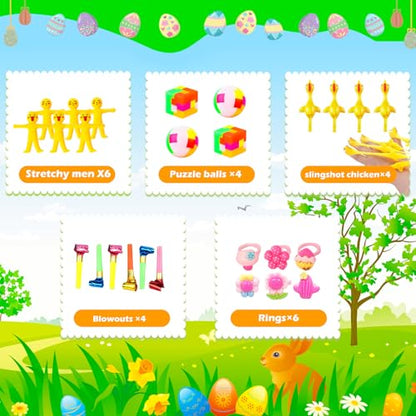GOAUS Easter Egg Fillers Party Favors for Kids, 60 Pcs Small Toys Prizes Bulk, Goodie Bags Stuffers, Treasure Box Toys for Classroom, Prize Box Birthday Goody Bag - style: 60 toys