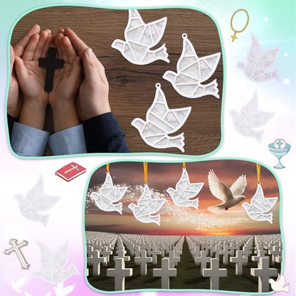 Sinload 24 Set White Dove Suncatcher Craft Peace Dove Paper Ornaments Decor - style: White Dove