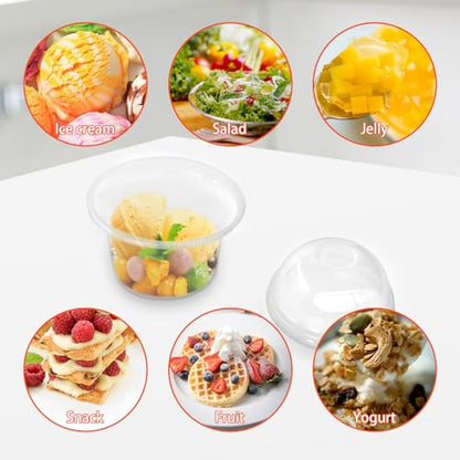 Jnnzzggu 50 Pcs 8 OZ Disposable Plastic Cups with Dome Lids, Clear Dessert Cup, Mini Parfait Appetizer Containers for Ice Cream, Cake, Fruit, Pudding, Jello Shot, Drink, Yogurt, Soups, Salad, Snacks - size: 50pcs 8oz