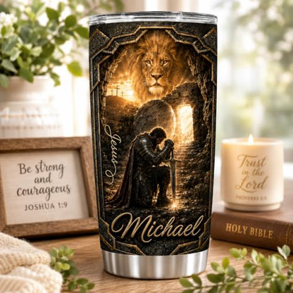 Personalized Christian Gifts For Men - A Child Of God Warrior Christ Man Of Faith Tumbler V5 - Faith Bible Religious For Dad, Husband, Grandpa on Fathers Day, Christmas, Birthday - color: CH-VAR-05