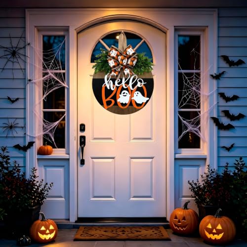 Cute Halloween Wreath, Ghost Wreath with Bow Decor - color: Halloween Ghost
