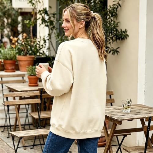 BeWithYou Christian Sweatshirts for Women Oversized God is Good Sweatshirt Jesus Faith Shirt Bible Verse Graphic Pullover Top - color: Apricot, size: Large