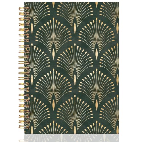 UTELKA Boho Green Notebook Dark Green Gold Journal, Vintage Gold Foil Spiral Journal Boho Notebook, Boho Gifts Notebook for Women Students Writers Artists 5.5x8.3 - color: Gold Foil Floral
