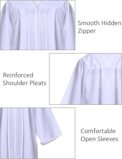 Newrara White Matte Choir Robes - 2 Pack for Baptism & Graduation - size: 54