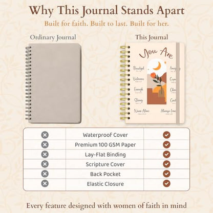 Hardcover Blank Christian Notebook – 140 Pages – You Are - color: Beige