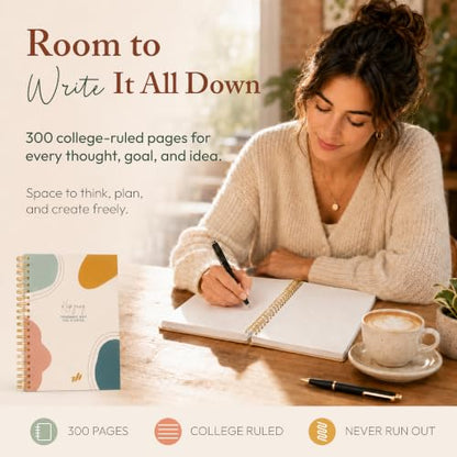 300-Page Hard Cover Notebook with Affirmations - B5 Spiral Bound - color: Keep Going