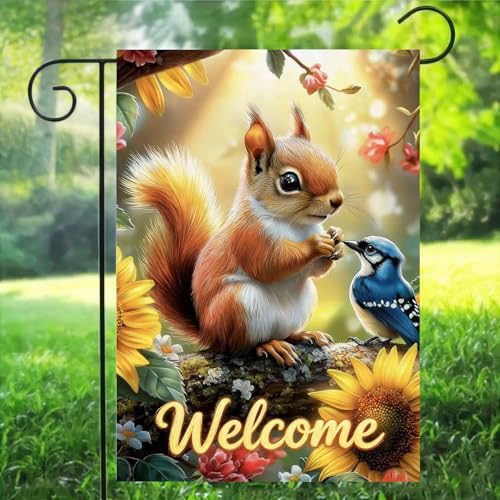 Spring Summer Welcome Garden Flag 12x18 Double Sided Burlap - color: Spring-12 x 18"