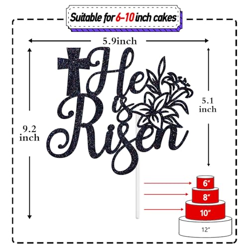He is Risen Cake Topper, Easter Religious Resurrection Cake Decor, Jesus is Risen, Spring Happy Easter Religious Cross Anniversary Party Decoration Supplies