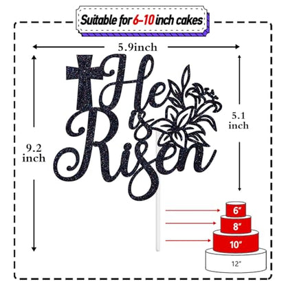He is Risen Cake Topper, Easter Religious Resurrection Cake Decor, Jesus is Risen, Spring Happy Easter Religious Cross Anniversary Party Decoration Supplies