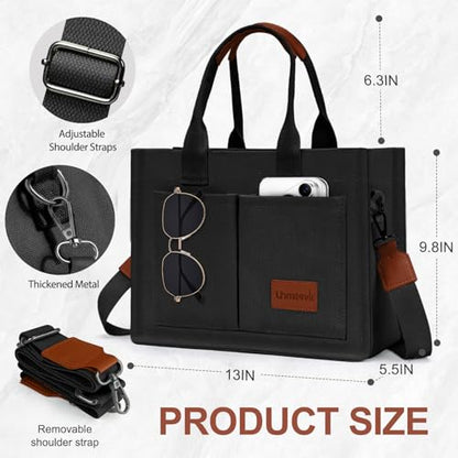 LHMTQVK Canvas Tote Bag for Women, Work & Bible Study Handbag - color: Black
