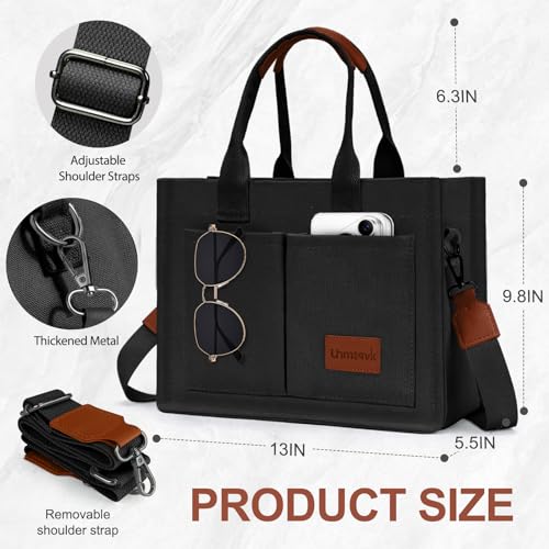 LHMTQVK Canvas Tote Bag for Women, Work & Bible Study Handbag - color: Black