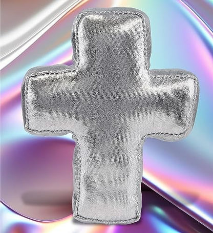 DolliBu Silver Cross Stuffed Plush Toy Gift for Kids and Adults - 4 Inches - size: 4 Inch