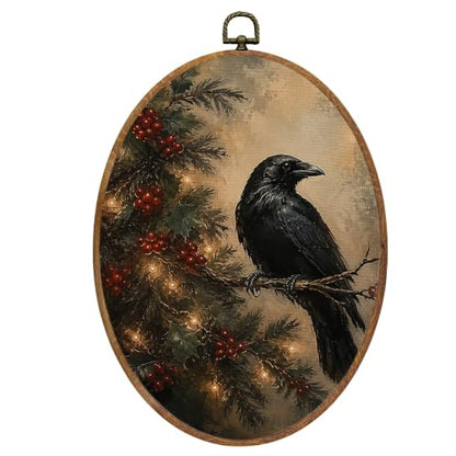 Mcehtle Gothic Raven Christmas Tree Wall Art Decor Framed 8.6x11.4 - color: 34