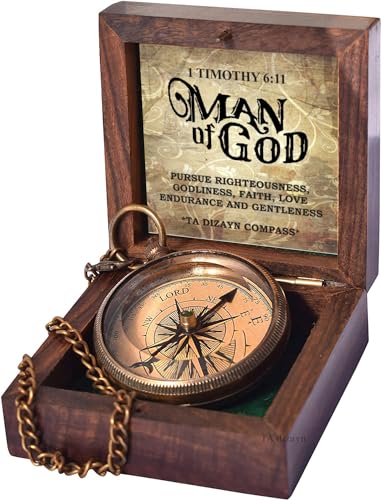 For I Know The Plans I Have For You, Jeremiah 29:11, Solid Brass Directional Engraved Compass, Baptism Gifts for Boys Girls, First Communion, Christian Gifts for Men, First Confirmation Gifts for Boys - style: # Man of God 1 Timothy 6:11