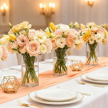 12pcs Thick Glass Cylinder Vase, 6 Inch Clear Glass Flower Vases - size: Smooth-12PCS