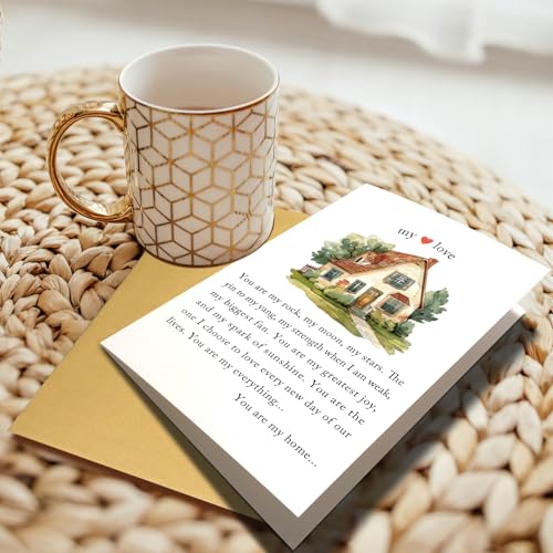 Chenive Wedding Anniversary Card for Husband Wife, Heartfelt Anniversary Card for Him Her, Sweet Valentines Day Cards Gifts for Men Women, My Love Poem Cards, You Are My Home - color: My Love Poem