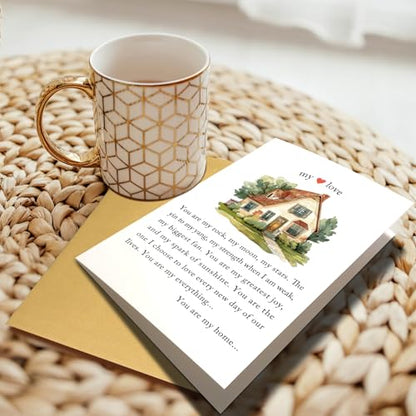 Chenive Wedding Anniversary Card for Husband Wife, Heartfelt Anniversary Card for Him Her, Sweet Valentines Day Cards Gifts for Men Women, My Love Poem Cards, You Are My Home - color: My Love Poem