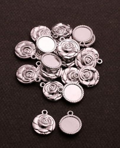 COTTVOTT Saint Therese of Lisieux/Saint Mother Teresa of Calcutta/Divine Mercy Jesus/Mater Dolorosa Patron Saint Medal Charm Pendant for DIY Rosary Necklace Bracelet Jewelry Making Part - color: 30pcs-Rose Floral