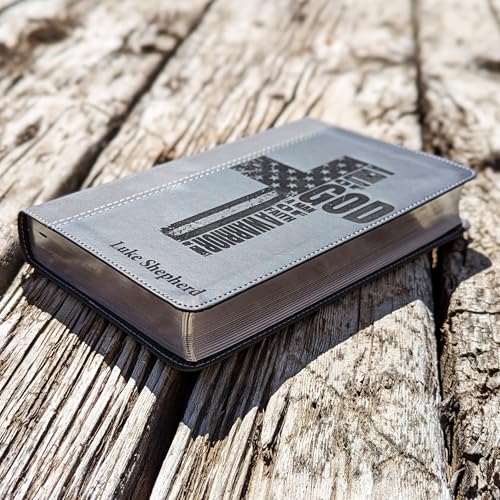 Personalized NIV Bible, Large Print, Custom Holy Cross Bible, New International Version | Man of Faith, Black - color: Black Personalized Leather