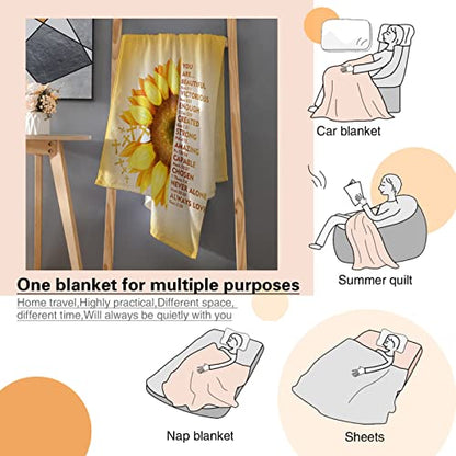 AMITAYUS Yellow Sunflower Prayer Blanket Bible Verse Healing Inspirational Sympathy Fleece Throw Religious Christian Gifts for Women Wife - Womens Gift Ideas - 40''x50'' - color: Christian Bible Verse, size: Small 50"x40