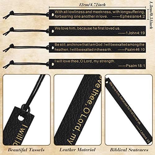 Roowest 20 Pieces Christian Gifts Bible Bookmark Inspirational Book Markers Religious Gifts for Mothers Day Christian Leather Bookmark Scripture Church Supplies Reading Reward, 20 Styles - color: Black