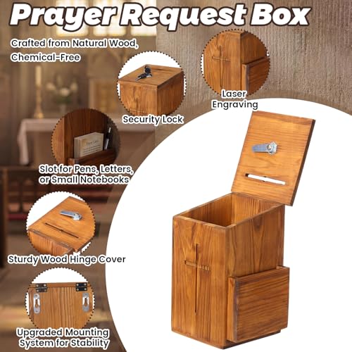 Sliner Prayer Request Box Wood Church Offering Box, Wood - color: Wood