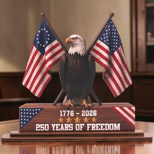 250th Anniversary American Wooden Plaque, 1776-2026 Patriotic USA Decor - color: KAT- K- USA - Plaque 2