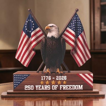 250th Anniversary American Wooden Plaque, 1776-2026 Patriotic USA Decor - color: KAT- K- USA - Plaque 2