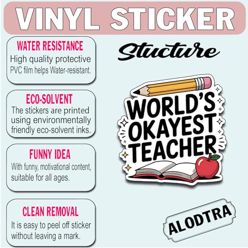 (3PCS) World's Okayest Nurse Sticker Pack Durable Waterproof Vinyl Stickers for Laptop Water Bottle Car Bumper Phone Case - color: World's Okayest Teacher