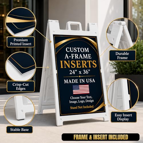 Plastic Sign HolderA-Frame Sidewalk Curb Std by BCB 24x36 | Printed in USA - color: A-Frame Inserts with Plastic Stand