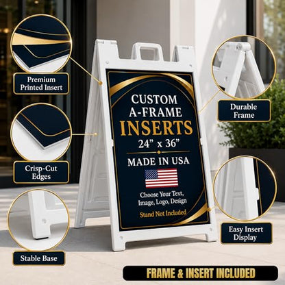 Plastic Sign HolderA-Frame Sidewalk Curb Std by BCB 24x36 | Printed in USA - color: A-Frame Inserts with Plastic Stand