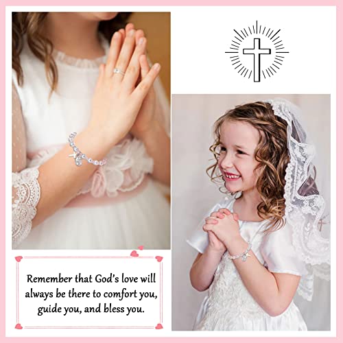 UNGENT THEM Rosary Cross Bracelet First Communion Gifts for Girls Teens