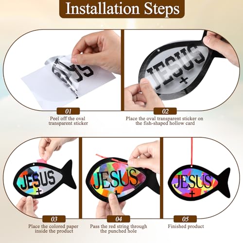 Sinload 24 Sets Jesus Faith Fish Craft Kit, Christian Vbs Crafts - style: Fish