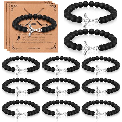 12 Set Sport Adjustable Bracelets Gift - color: Black, size: Hockey