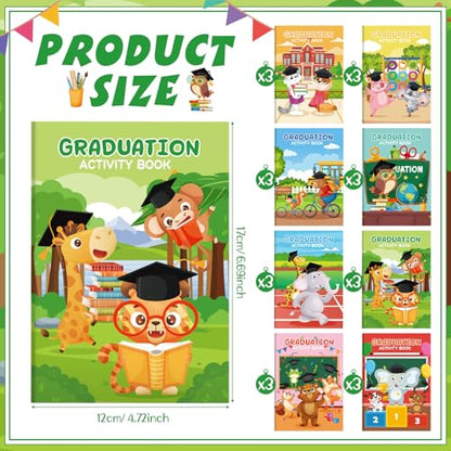 Kosiz 24 Pcs Graduation Activity Books for Kids, Kindergarten Preschool Congrats Grad Mini Coloring Books Bulk, Mazes Word Search Hidden Object Games, School Ceremony Party Favors Goodie Bag Stuffers - style: Graduation