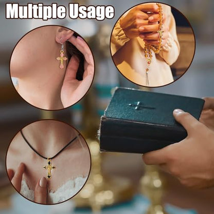 200 Pcs Rosary Making Kit Religious Charms Crucifix